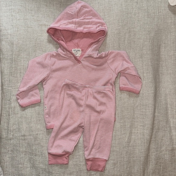 Paige Lauren Baby Girls Matching Set Pink & White Striped Lounge Hoodie Joggers - Picture 1 of 5